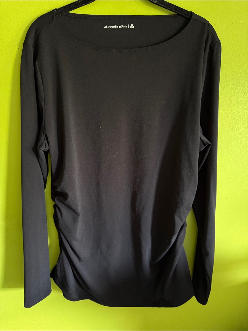NWT Abercrombie & Fitch Black Side Cinched Stretch Long Sleeve Top Shirt Size XL